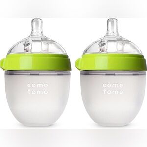 Comotomo green 8oz silicone baby bottle double pack